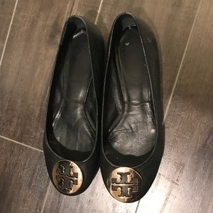 Tory Burch Flats. Size 8. Black with gold emblem
